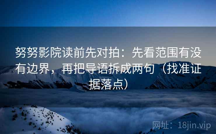 努努影院读前先对拍：先看范围有没有边界，再把导语拆成两句（找准证据落点）